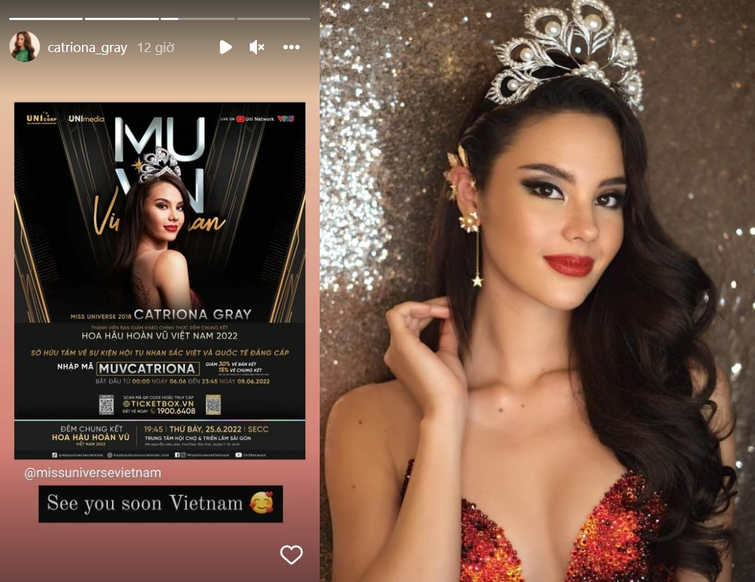 Catriona Gray làm giám khảo chính thức đêm chung kết Hoa hậu Hoàn vũ Việt Nam 2022