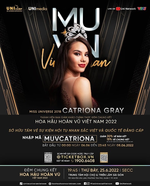 Catriona Gray làm giám khảo chính thức đêm chung kết Hoa hậu Hoàn vũ Việt Nam 2022