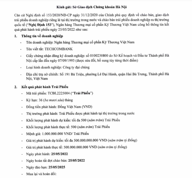 Ngân hàng Techcombank đã vay 2.000 tỷ đồng qua kênh trái phiếu Ngân hàng Techcombank đã vay 2.000 tỷ đồng qua kênh trái phiếu