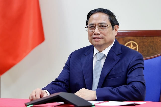 Chiều 28/11, tại Trụ sở Chính phủ, Thủ tướng Chính phủ Phạm Minh Chính đã điện đàm với Thủ tướng Pháp Elisabeth Borne - Ảnh: VGP/Nhật Bắc