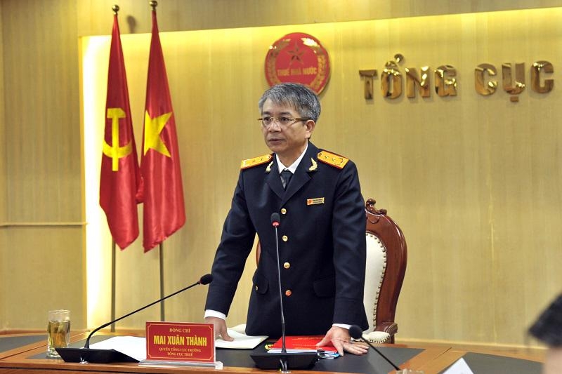 Quyền Tổng cục trưởng Tổng cục Thuế Mai Xuân Thành phát biểu tại hội nghị.