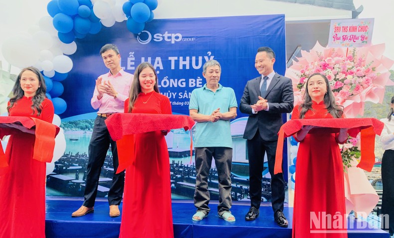 Hạ thủy cụm lồng bè nuôi trồng thủy sản kiểu mới đầu tiên trên biển Cát Bà ảnh 1