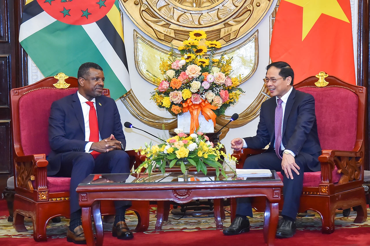 Bộ trưởng Bùi Thanh Sơn đón, tiếp Bộ trưởng Ngoại giao Cộng đồng Thịnh vượng Dominica Vince Henderson