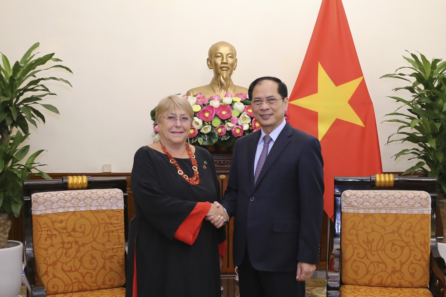 Bộ trưởng Ngoại giao Bùi Thanh Sơn tiếp cựu Tổng thống Chile Michelle Challet Jeria