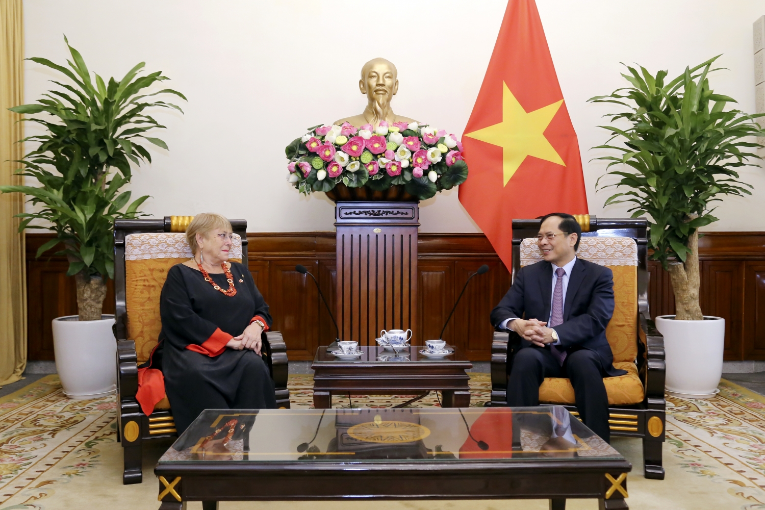 Bộ trưởng Ngoại giao Bùi Thanh Sơn tiếp cựu Tổng thống Chile Michelle Challet Jeria
