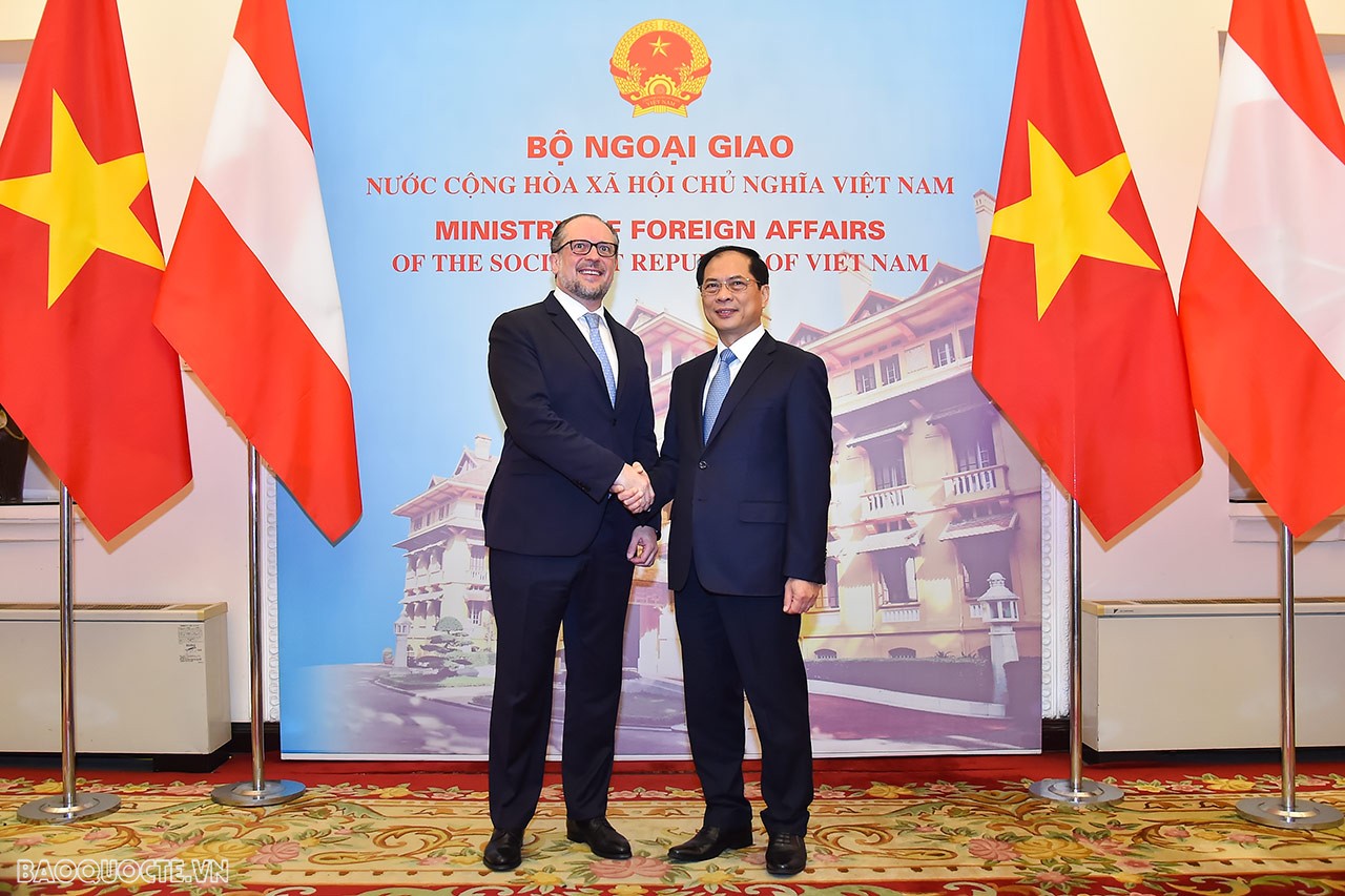 Bộ trưởng Bùi Thanh Sơn đón, hội đàm với Bộ trưởng Ngoại giao Áo Alexander Schallenberg