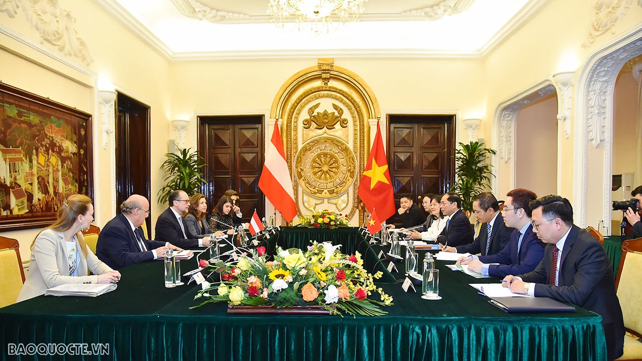 Bộ trưởng Bùi Thanh Sơn đón, hội đàm với Bộ trưởng Ngoại giao Áo Alexander Schallenberg