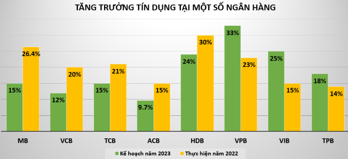 Tăng trưởng tín dụng năm 2023 tại các nhà băng biến động ra sao?