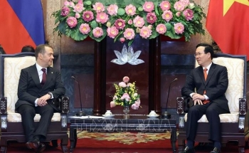 Chủ tịch nước tiếp Chủ tịch Đảng Nước Nga Thống nhất Dmitry Medvedev