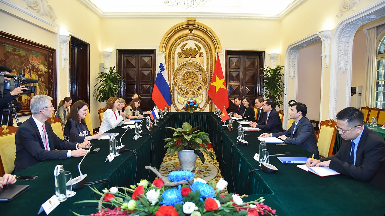 Bộ trưởng Ngoại giao Bùi Thanh Sơn đón, hội đàm với Phó Thủ tướng, Bộ trưởng Ngoại giao Slovenia Tanja Fajon