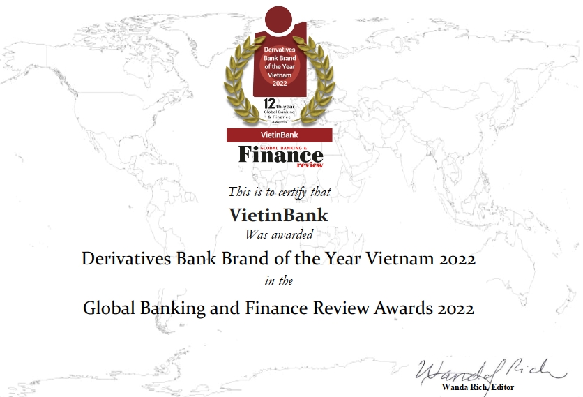 VietinBank - Ngân hàng tiêu biểu về cung ứng sản phẩm phái sinh tại Việt Nam năm 2022