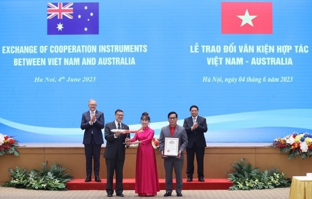 Thủ tướng hai nước Việt Nam, Úc chứng kiến lễ công bố đường bay thẳng TP HCM - Brisbane của Vietjet