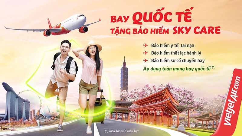 Bay quốc tế an tâm với Bảo hiểm Sky Care miễn phí từ Vietjet!