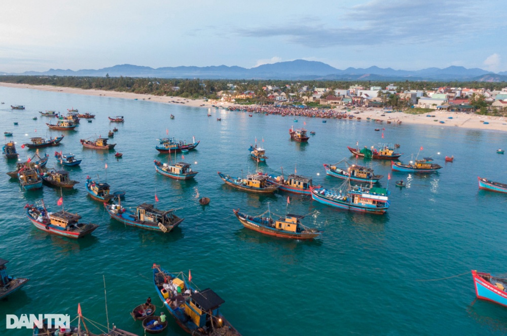 Hình ảnh chợ cá trên bãi biển lớn nhất miền Trung