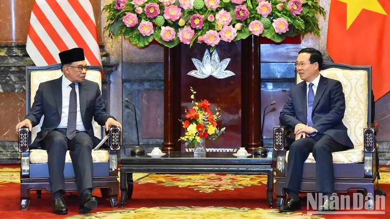 Chủ tịch nước Võ Văn Thưởng tiếp Thủ tướng Malaysia Anwar Ibrahim
