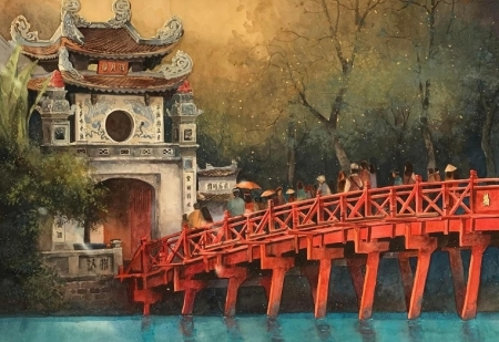 Ngắm nhìn Hà Nội đầy chất thơ qua triển lãm tranh “Chút tình gửi Phố”