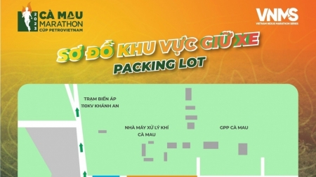 Sơ đồ địa điểm gửi xe dành cho các VĐV tham gia giải Marathon Cà Mau 2023
