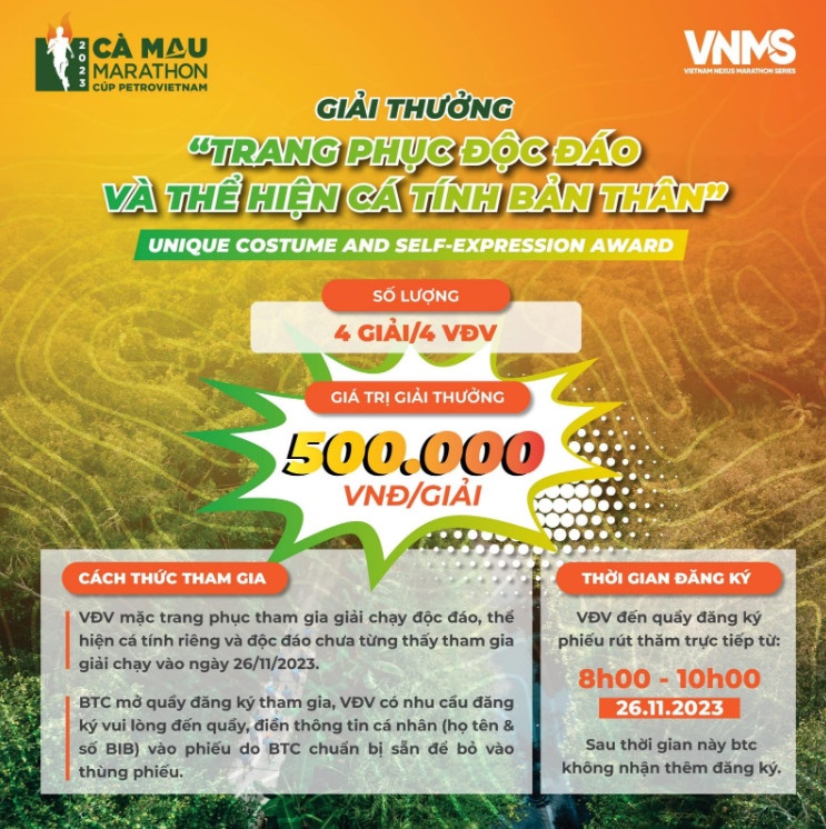 Cơ cấu giải thưởng chính thức của giải Marathon Cà Mau 2023 - Cúp Petrovietnam