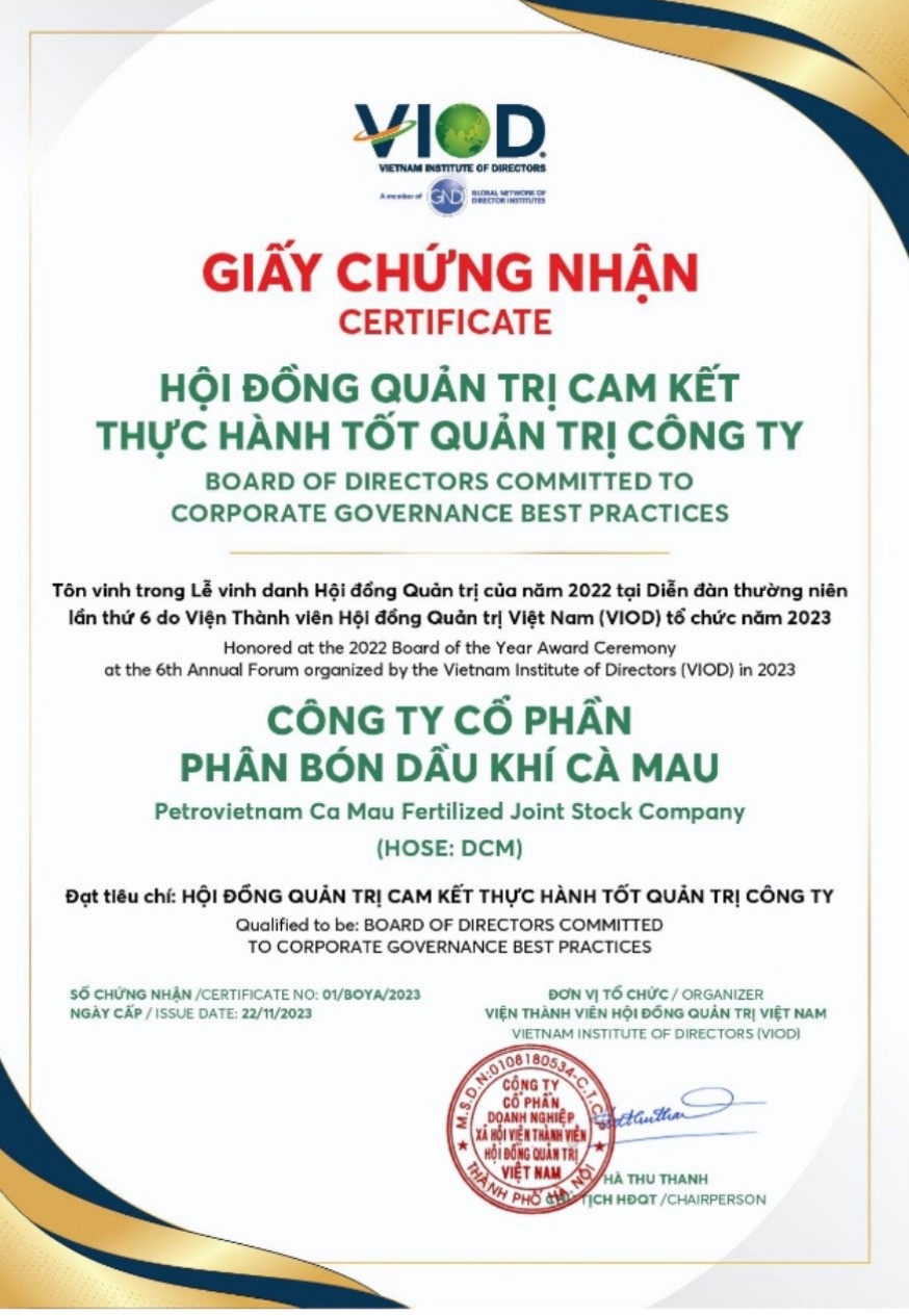 Hội đồng quản trị PVCFC cam kết thực hành tốt quản trị công ty
