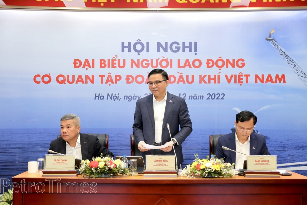 Tổng Giám đốc Petrovietnam Lê Mạnh Hùng phát biểu tại Hội nghị NLĐ Cơ quan Tập đoàn.