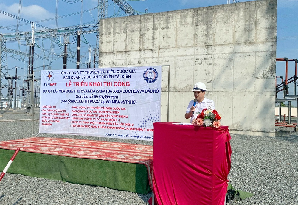 Triển khai Dự án lắp máy biến áp 500kV thứ 2 và máy biến áp 220kV TBA 500kV Đức Hòa và đấu nối