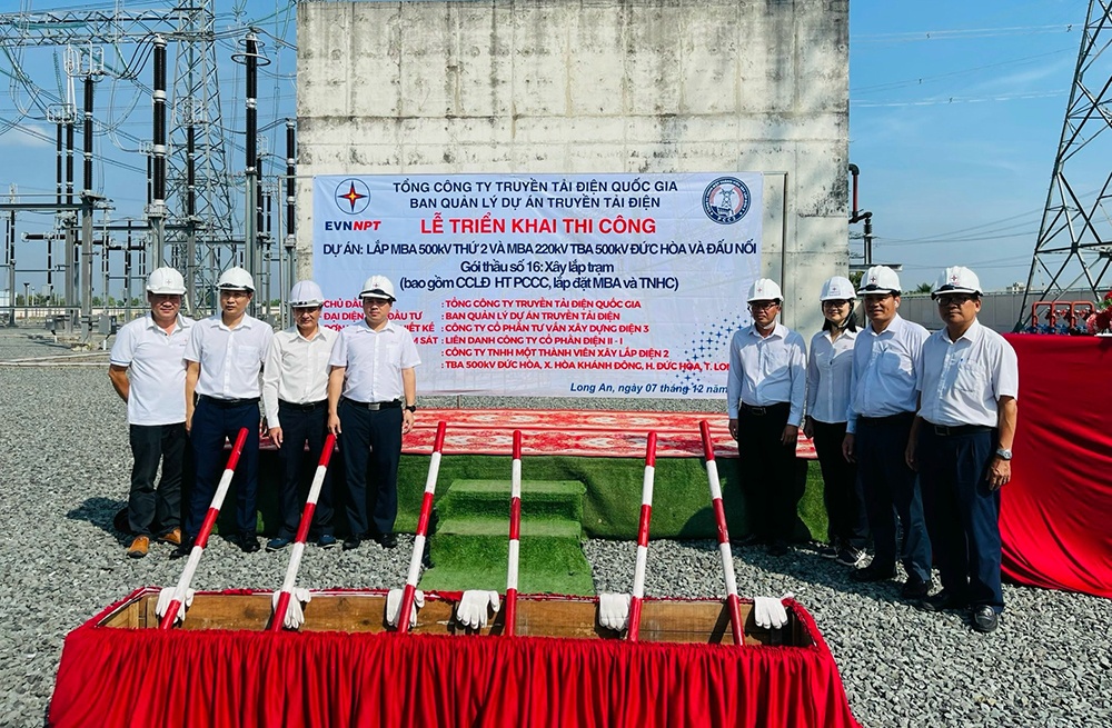 Triển khai Dự án lắp máy biến áp 500kV thứ 2 và máy biến áp 220kV TBA 500kV Đức Hòa và đấu nối