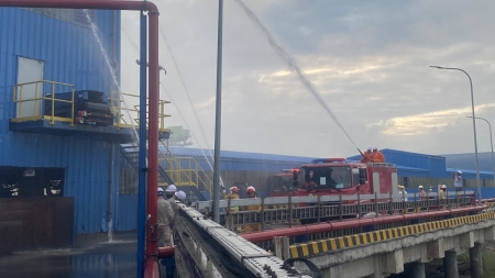Nhà máy Nhiệt điện Thái Bình 2 diễn tập chữa cháy cảng nhập nhiên liệu