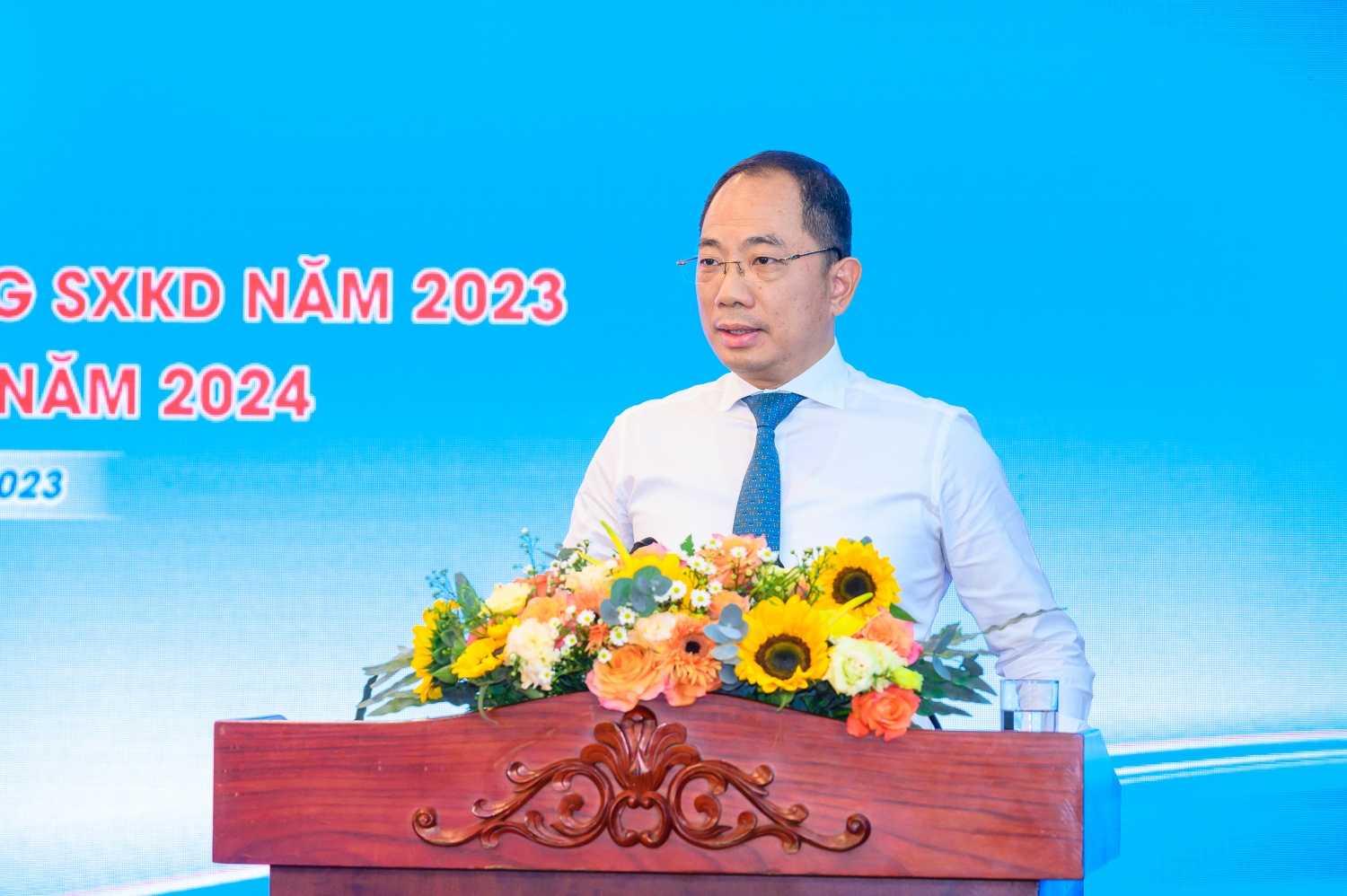 Ông Cao Hoài Dương – Bí thư Đảng ủy, Chủ tịch HĐQT PVOIL phát biểu tại Hội nghị