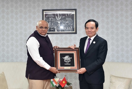 Phó Thủ tướng Trần Lưu Quang tiếp Thủ hiến bang Gujarat (Ấn Độ)