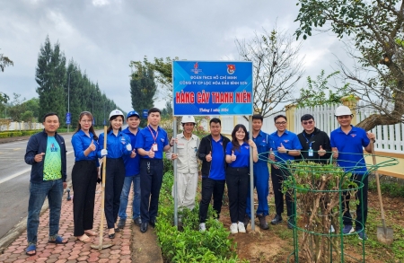 Đoàn Thanh niên BSR tổ chức trồng cây, làm đẹp tuyến đường vào NMLD Dung Quất