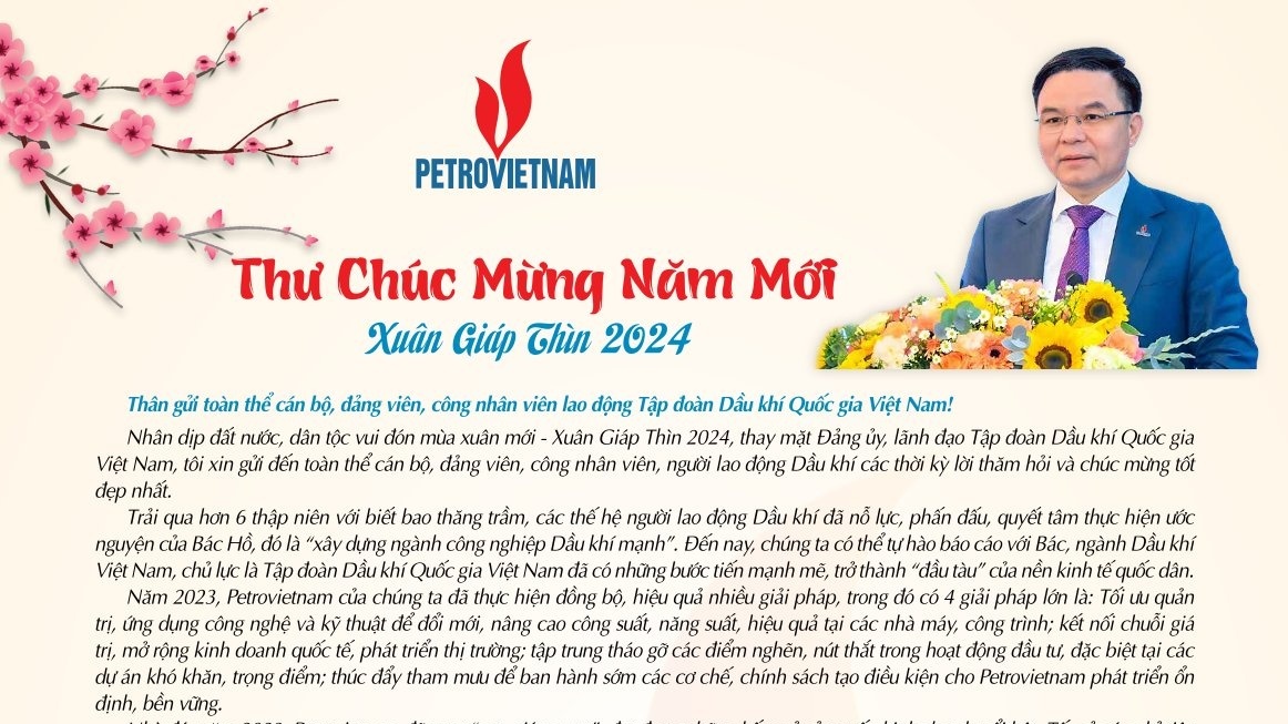 Thư chúc mừng năm mới của Bí thư Đảng ủy, Chủ tịch HĐTV, Tổng Giám đốc Petrovietnam