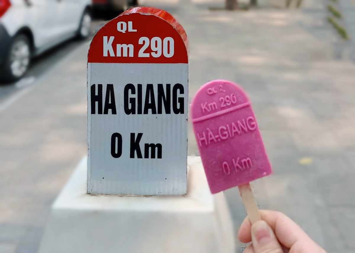 Độc đáo chiếc kem que cột mốc "Hà Giang 0 Km"
