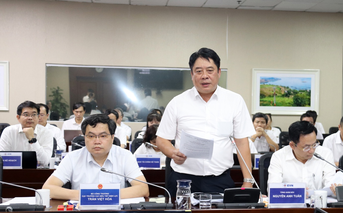 Tổng giám đốc EVN Nguyễn Anh Tuấn phát biểu tại buổi làm việc