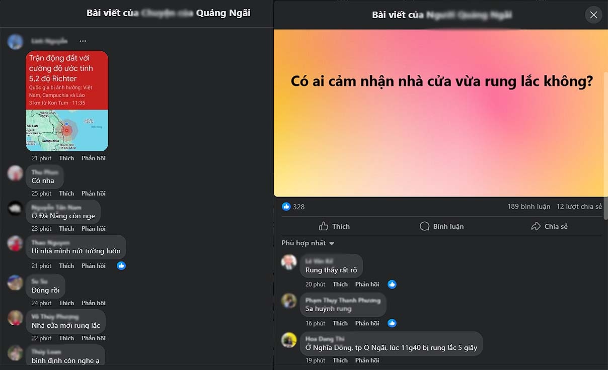 Nhiều người tham gia mạng xã hội cũng chia sẻ về việc cảm nhận được động đất trong sáng 28/7.
