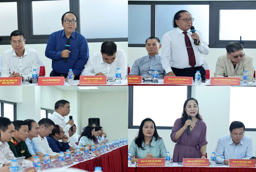 Các đại biểu thuộc Liên hiệp các Hội VHNT phát biểu tại cuộc làm việc - Ảnh: VGP/Đức Tuân