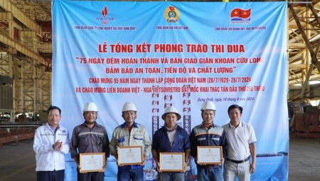 Công đoàn DQS tổng kết phong trào thi đua hoàn thành bảo dưỡng giàn khoan Cửu Long