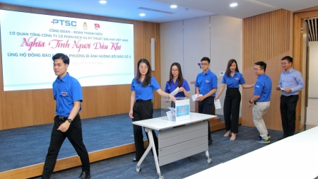 Công đoàn Cơ quan Tổng công ty PTSC tổ chức quyên góp ủng hộ đồng bào các địa phương bị ảnh hưởng bởi cơn bão số 3