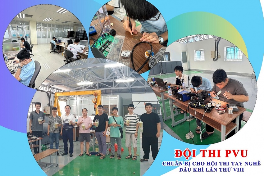 Các thành viên đội PVU sẵn sàng cho cuộc thi tay nghề Dầu khí lần thứ VIII