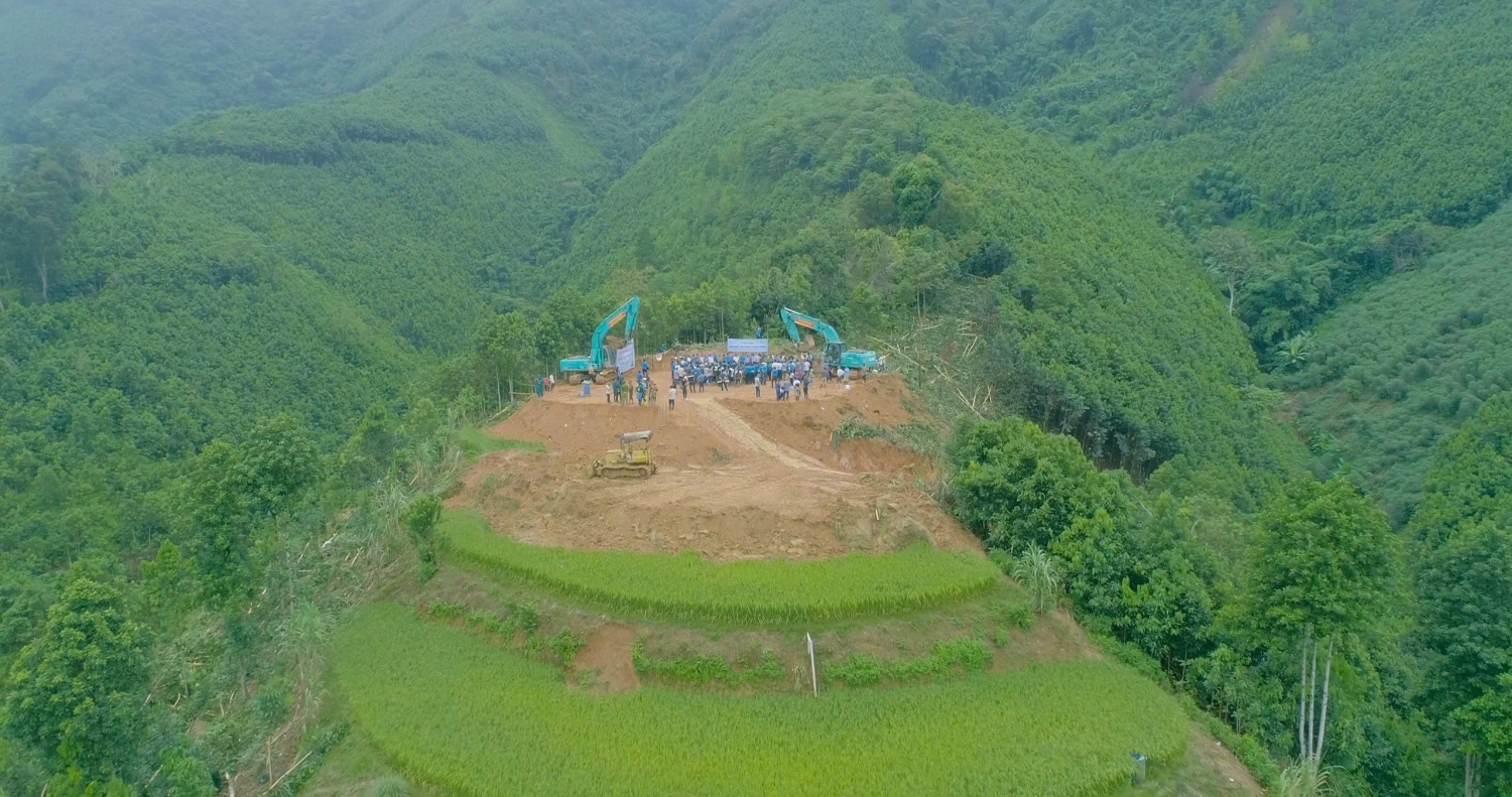 Khu vực thi công tái thiết thôn Kho Vàng