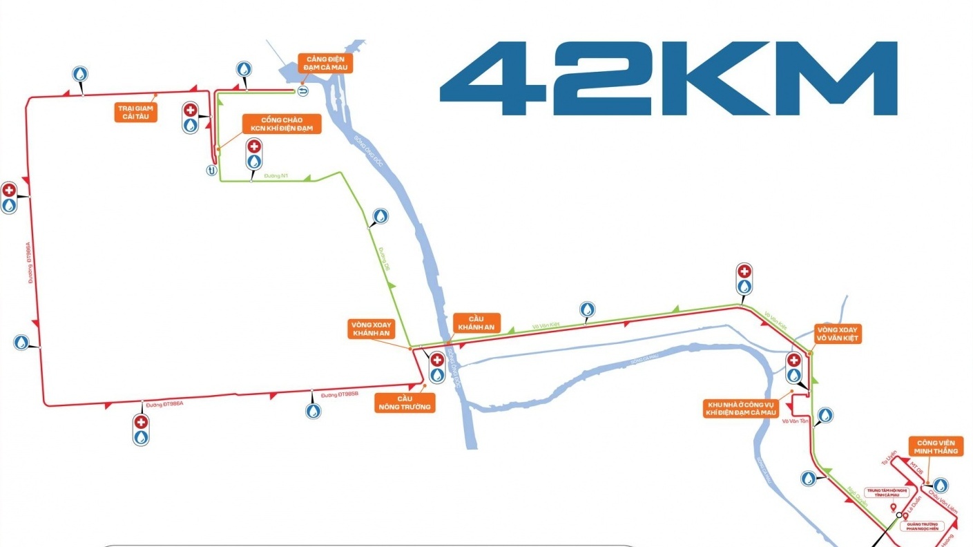 Bản đồ GPX chính thức của giải Marathon - Cà Mau 2024 Cúp Petrovietnam
