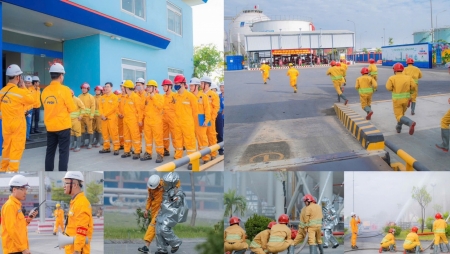 Diễn tập phương án chữa cháy, cứu nạn cứu hộ tại Kho LPG Đình Vũ, Hải Phòng