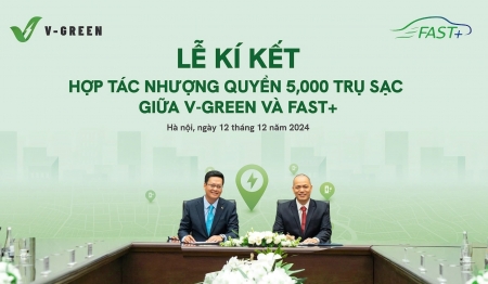 V-GREEN hợp tác Fast+ triển khai 5.000 trụ sạc đến hết năm 2025