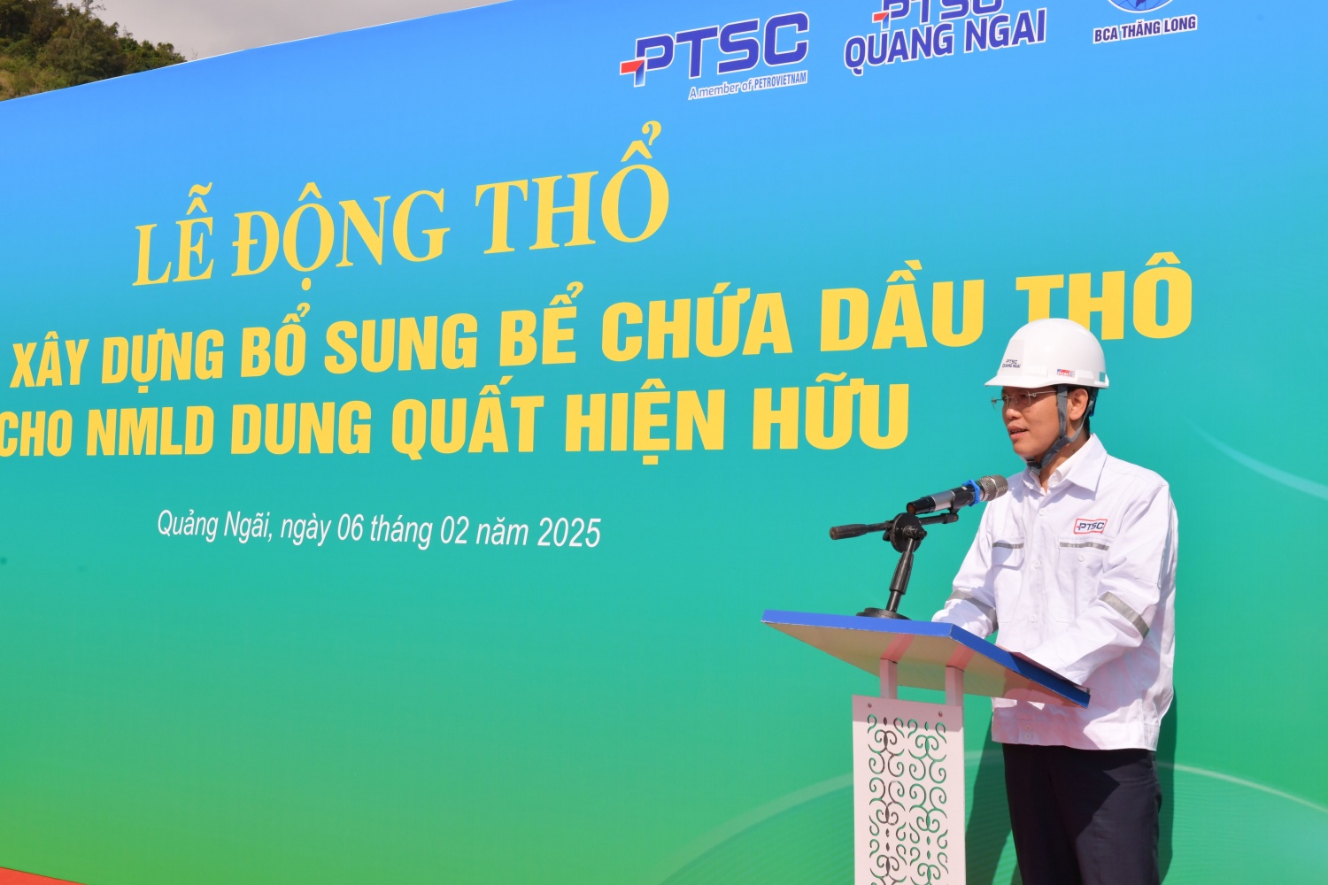 Đại diện Liên danh nhà thầu, Tổng Giám đốc PTSC Trần Hồ Bắc phát biểu tại buổi lễ động thổ.