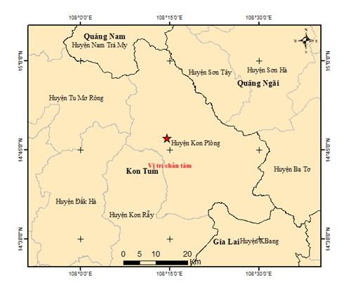 Kon Tum: 6 trận động đất liên tiếp trong một giờ