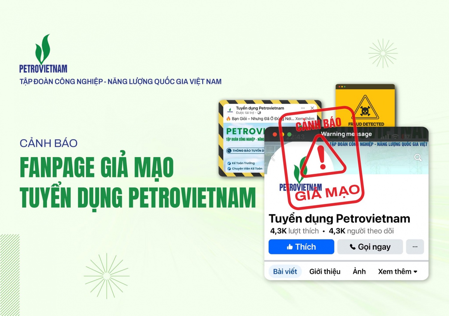 Cảnh báo fanpage mạo danh Petrovietnam
