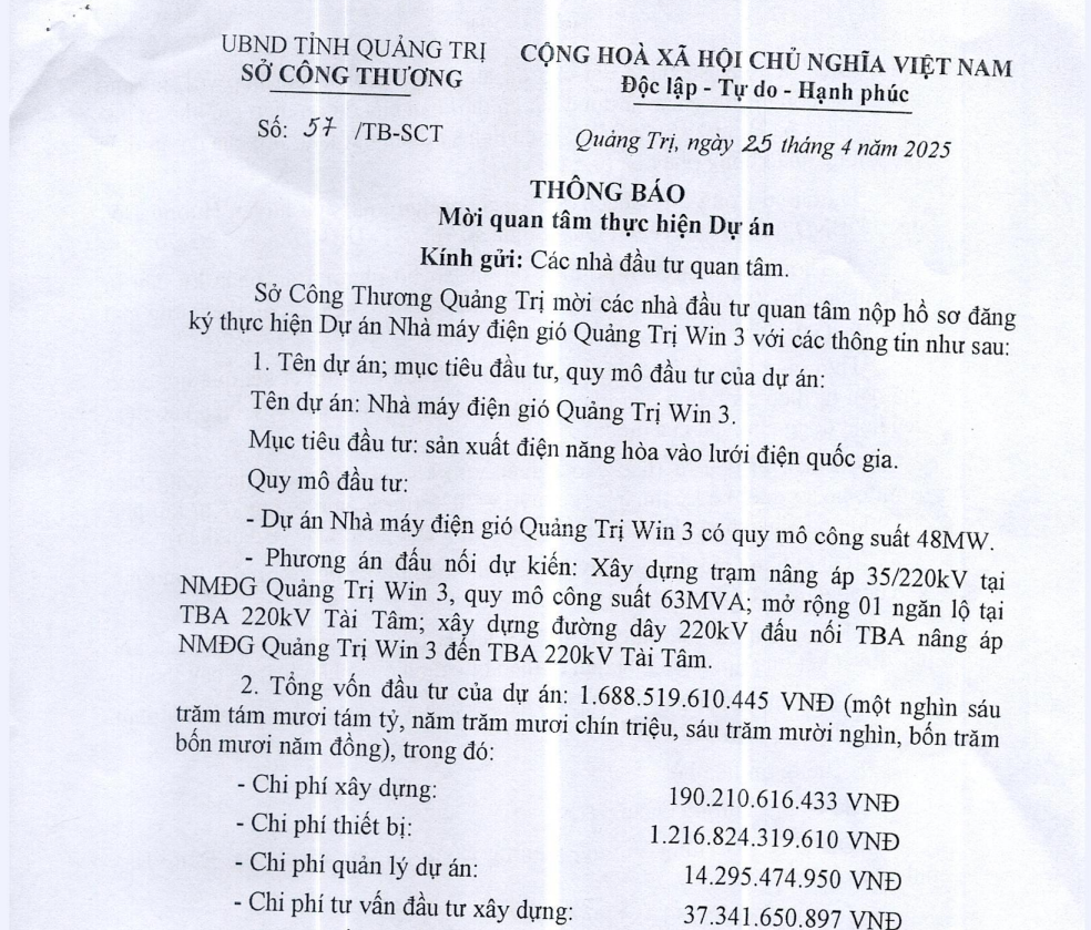 Quảng Trị đẩy mạnh thu hút đầu tư năng lượng tái tạo