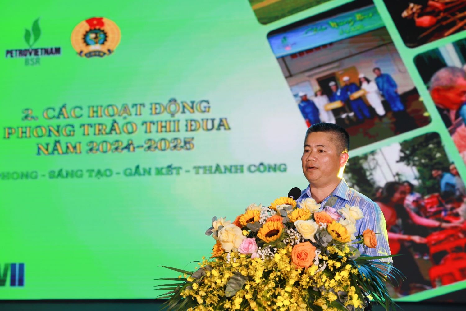 Ông Nguyễn Tấn Dũng - Chủ tịch Công đoàn BSR báo cáo kết quả của Công đoàn Công ty trong thời gian qua.