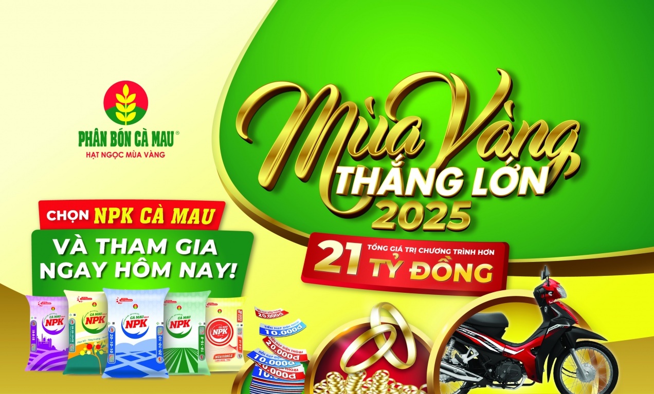 NPK Cà Mau 20-10-10: Chọn đúng, trúng “mùa vàng” với tổng giá trị giải thưởng trên 21 tỷ đồng