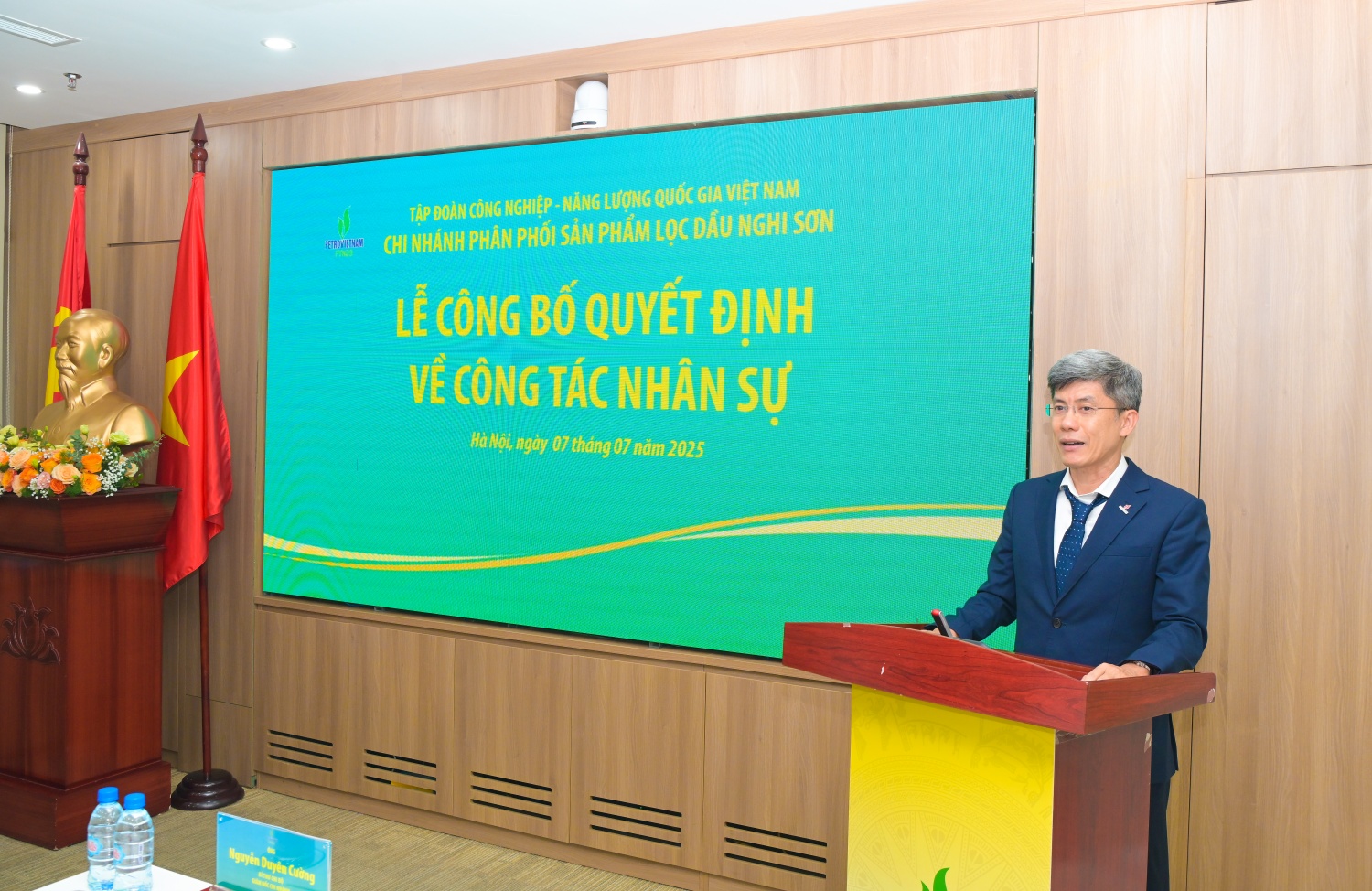 Tân Phó Giám đốc PVNDB Nguyễn Hải Âu phát biểu nhận nhiệm vụ.