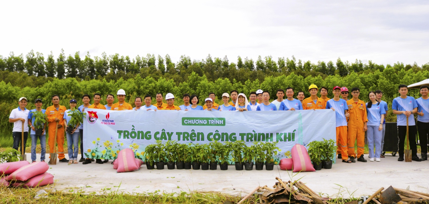 Tập thể CBCNV PV GAS CA MAU tham gia chương trình trồng 500 cây hoàng yến